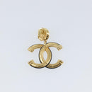 CHANEL COCO Mark Camelia Earring Metal Leather Gold CC Auth am9409-12