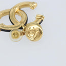 CHANEL COCO Mark Camelia Earring Metal Leather Gold CC Auth am9409-15