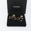 CHANEL COCO Mark Camelia Earring Metal Leather Gold CC Auth am9409-17