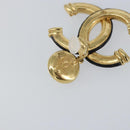 CHANEL COCO Mark Camelia Earring Metal Leather Gold CC Auth am9409-7