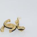 CHANEL COCO Mark Camelia Earring Metal Leather Gold CC Auth am9409-9