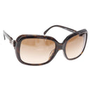 CHANEL COCO Mark ribbon Sunglasses plastic Dark Brown CC Auth am9410-1