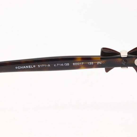 CHANEL COCO Mark ribbon Sunglasses plastic Dark Brown CC Auth am9410