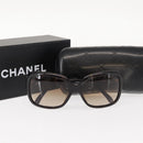 CHANEL COCO Mark ribbon Sunglasses plastic Dark Brown CC Auth am9410-12