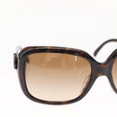 CHANEL COCO Mark ribbon Sunglasses plastic Dark Brown CC Auth am9410-3