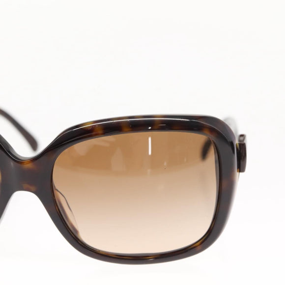 CHANEL COCO Mark ribbon Sunglasses plastic Dark Brown CC Auth am9410