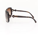 CHANEL COCO Mark ribbon Sunglasses plastic Dark Brown CC Auth am9410-7