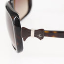 CHANEL COCO Mark ribbon Sunglasses plastic Dark Brown CC Auth am9410-8