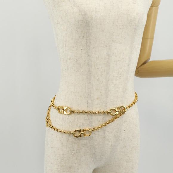 Salvatore Ferragamo Gancini Chain Belt metal Gold Auth am9413V