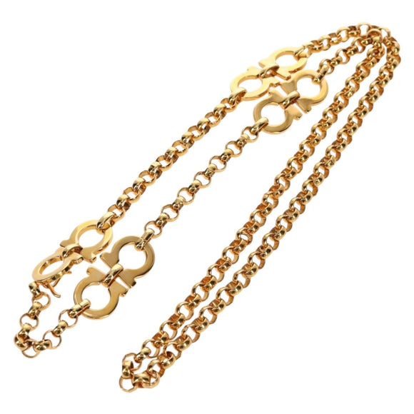 Salvatore Ferragamo Gancini Chain Belt metal Gold Auth am9413V