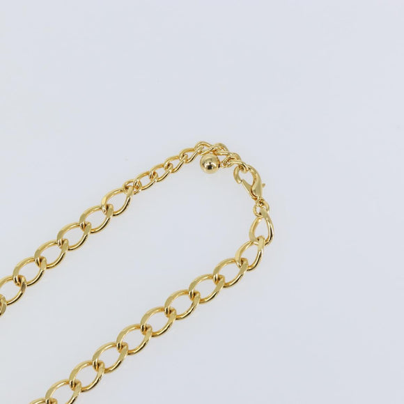 Christian Dior Chain Necklace metal Gold Tone Auth am9415V