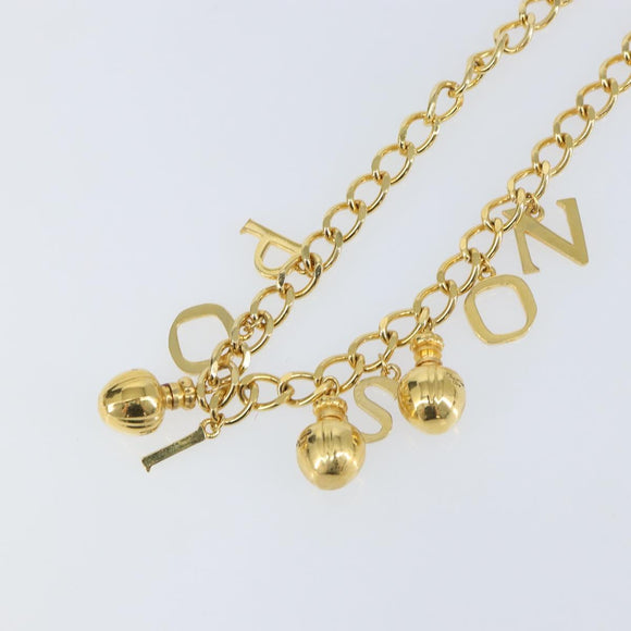 Christian Dior Chain Necklace metal Gold Tone Auth am9415V