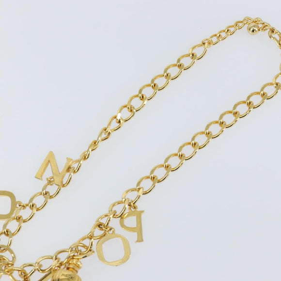 Christian Dior Chain Necklace metal Gold Tone Auth am9415V