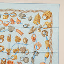 HERMES Carre 90 Scarf ""ALLIANCES DU MONDE"" Silk Light Blue Auth am9416-4