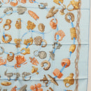 HERMES Carre 90 Scarf ""ALLIANCES DU MONDE"" Silk Light Blue Auth am9416-7