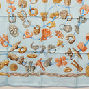 HERMES Carre 90 Scarf ""ALLIANCES DU MONDE"" Silk Light Blue Auth am9416-9