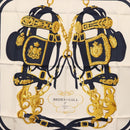 HERMES Carre 90 Scarf ""BRIDES de GALA par"" Silk White blue Auth am9417-6
