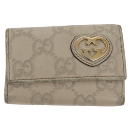 GUCCI GG Canvas Guccissima Key Case Wallet Leather 3 Set White Auth am9420 - 0