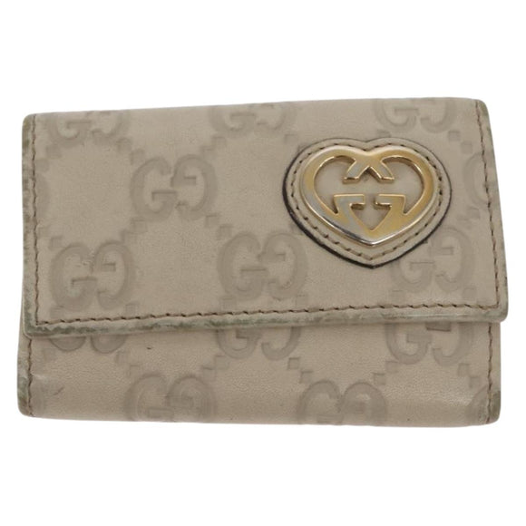 GUCCI GG Canvas Guccissima Key Case Wallet Leather 3 Set White Auth am9420