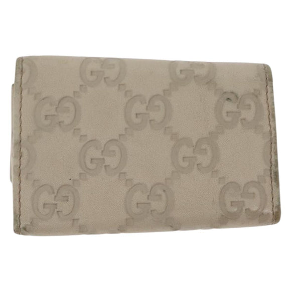 GUCCI GG Canvas Guccissima Key Case Wallet Leather 3 Set White Auth am9420