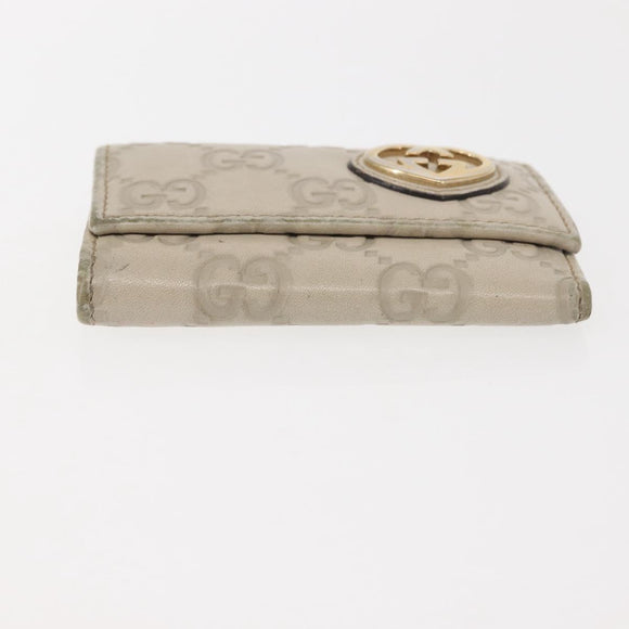 GUCCI GG Canvas Guccissima Key Case Wallet Leather 3 Set White Auth am9420