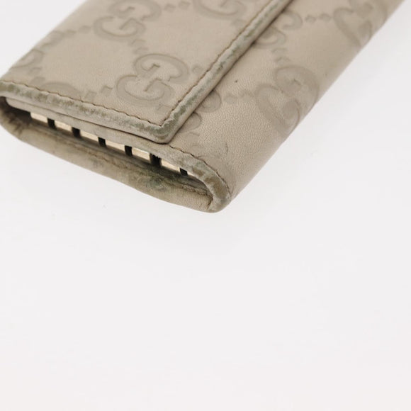 GUCCI GG Canvas Guccissima Key Case Wallet Leather 3 Set White Auth am9420