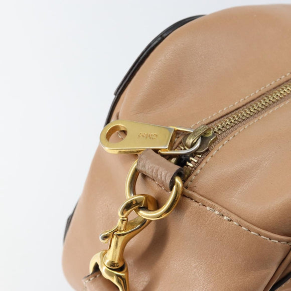 Chloe Eden Shoulder Bag Leather Brown Gold Auth am9424