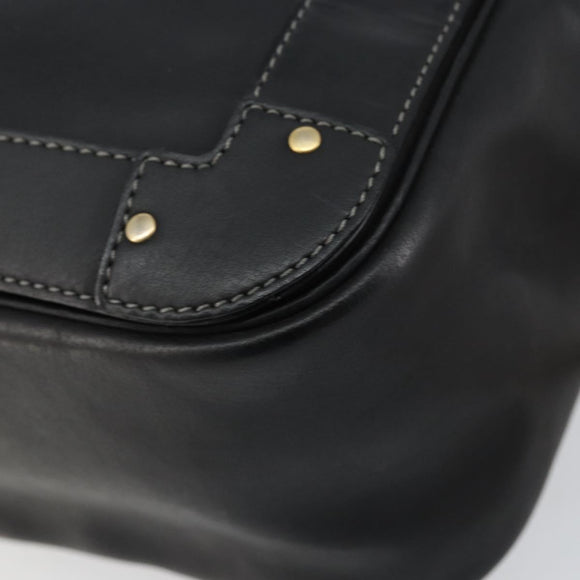 Chloe Eden Shoulder Bag Leather 2way Black Gold Auth am9425