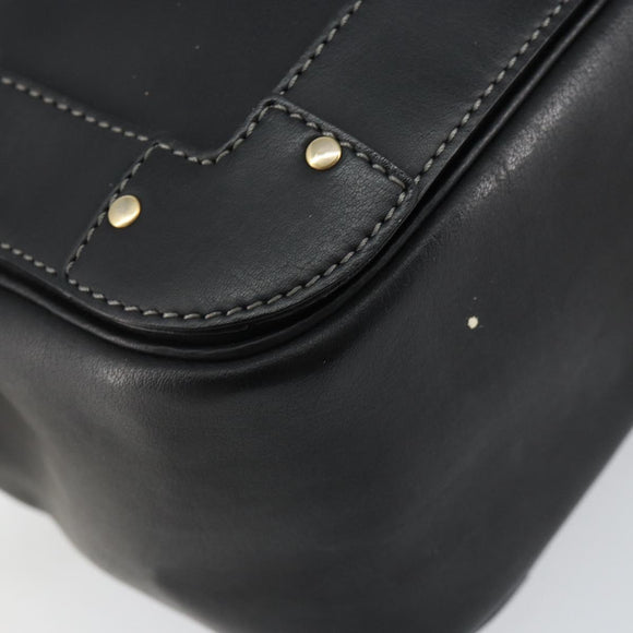 Chloe Eden Shoulder Bag Leather 2way Black Gold Auth am9425