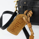 Chloe Eden Shoulder Bag Leather 2way Black Gold Auth am9425-18