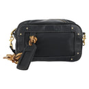 Chloe Eden Shoulder Bag Leather 2way Black Gold Auth am9425-13