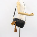 Chloe Eden Shoulder Bag Leather 2way Black Gold Auth am9425-23