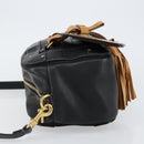 Chloe Eden Shoulder Bag Leather 2way Black Gold Auth am9425-4