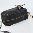 Chloe Eden Shoulder Bag Leather 2way Black Gold Auth am9425-6