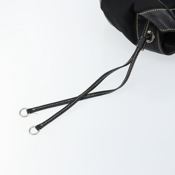 PRADA Shoulder Bag Nylon Leather Black Silver Auth am9430