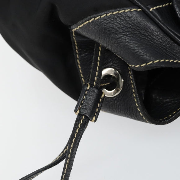 PRADA Shoulder Bag Nylon Leather Black Silver Auth am9430