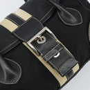 PRADA Shoulder Bag Nylon Leather Black Silver Auth am9430-20