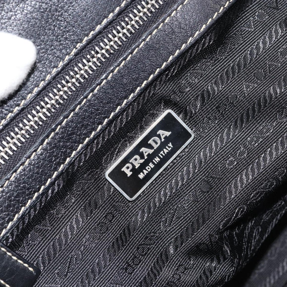 PRADA Shoulder Bag Nylon Leather Black Silver Auth am9430