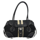 PRADA Shoulder Bag Nylon Leather Black Silver Auth am9430-13