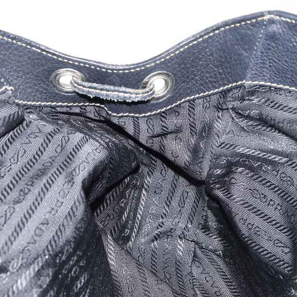 PRADA Shoulder Bag Nylon Leather Black Silver Auth am9430