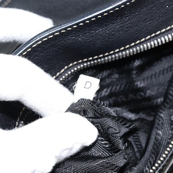 PRADA Shoulder Bag Nylon Leather Black Silver Auth am9430