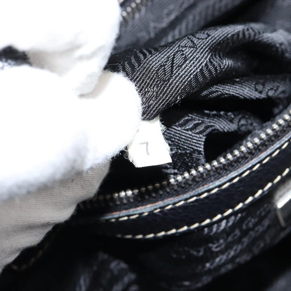 PRADA Shoulder Bag Nylon Leather Black Silver Auth am9430
