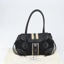 PRADA Shoulder Bag Nylon Leather Black Silver Auth am9430-12