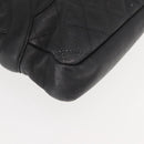 CHANEL Cambon Line Shoulder Bag Leather Black Silver CC Auth am9431-14