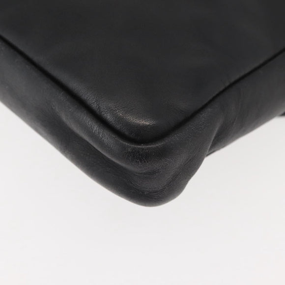 CHANEL Cambon Line Shoulder Bag Leather Black Silver CC Auth am9431