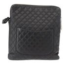 CHANEL Cambon Line Shoulder Bag Leather Black Silver CC Auth am9431-2
