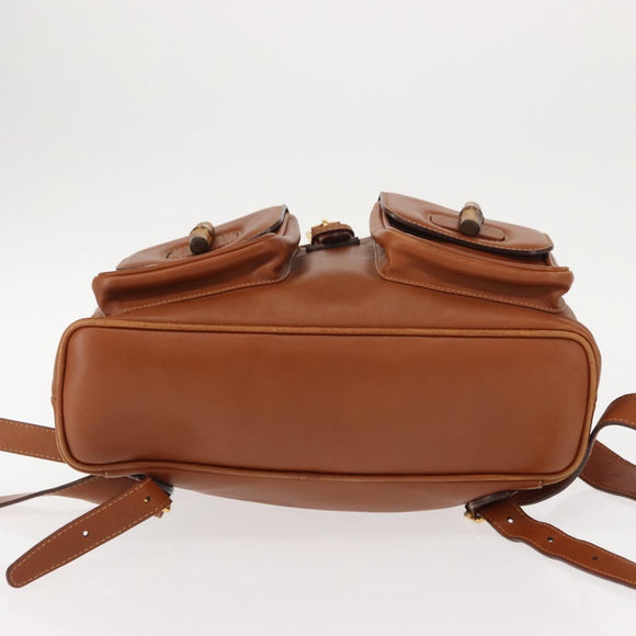 GUCCI Bamboo Backpack Leather Brown Gold 003 2058 0016 Auth am9436