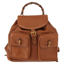 GUCCI Bamboo Backpack Leather Brown Gold 003 2058 0016 Auth am9436-13