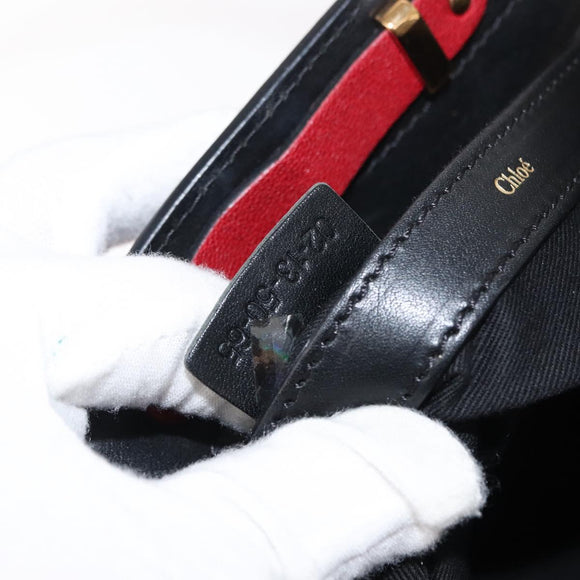 Chloe Alice Hand Bag Leather 2way Red Gold gold Auth am9437