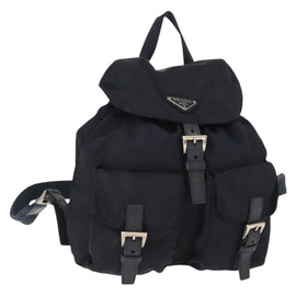 PRADA Backpack Nylon Navy Silver Auth am9440